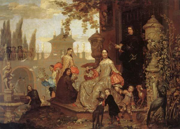 Jan Van Kessel the Younger Portrait of a Family in a Garden oil painting picture